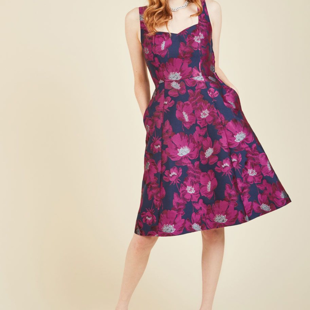 Modcloth "Guided by Grandeur" Brocade Dress